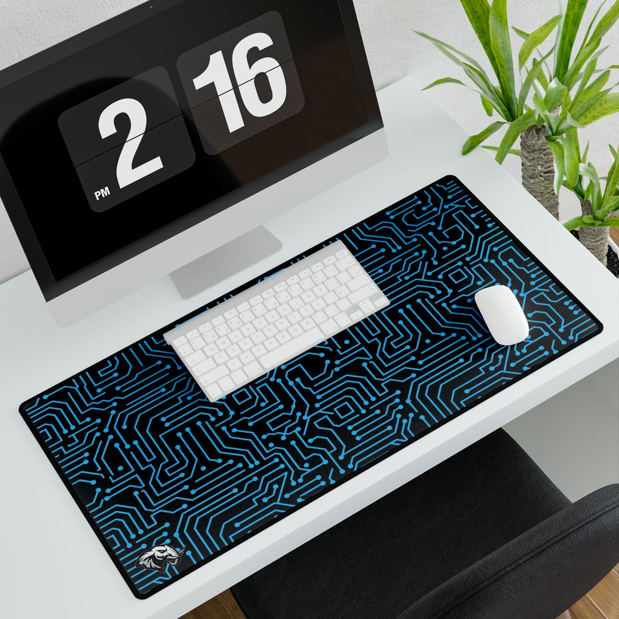 Circuit Board Desk Mat - Cyan